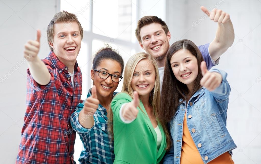 Happy students learning